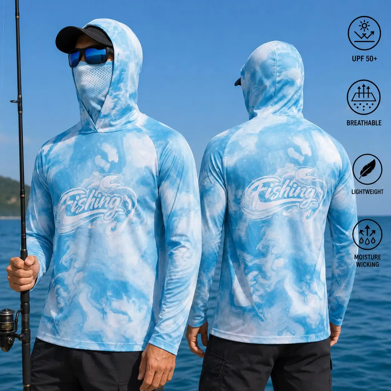 Mens Fishing Hooded Shirt UPF5 - Fishing Shirt Uv Protection review and price